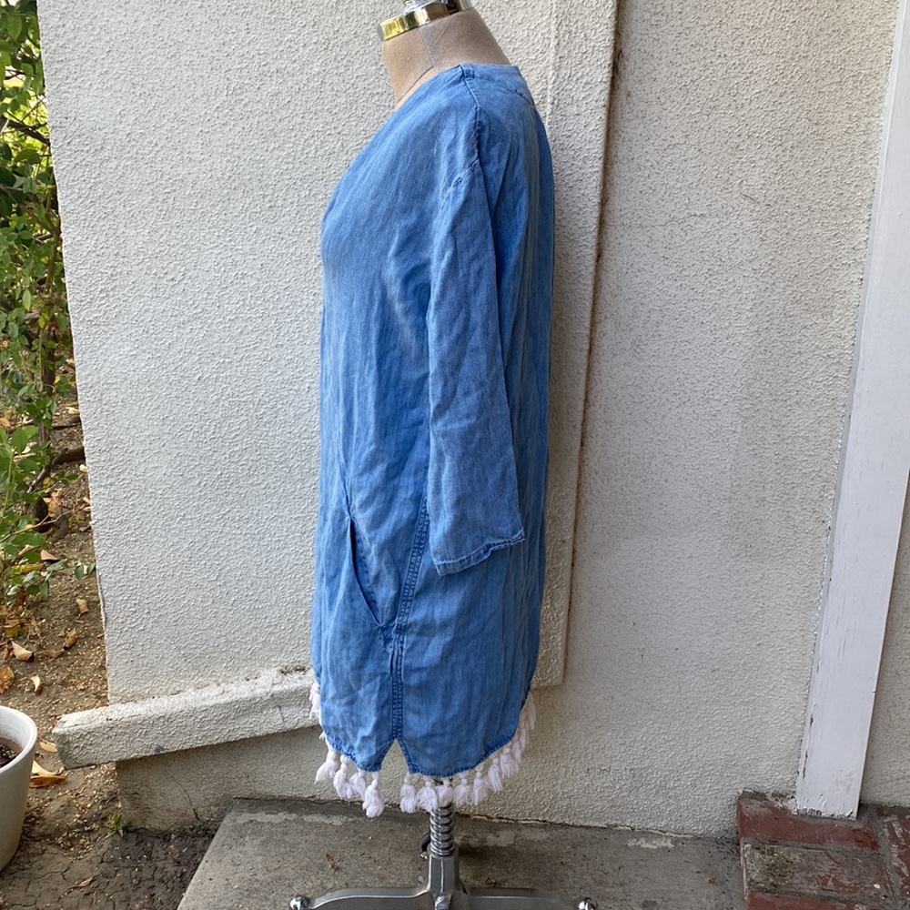 Rails linen blended blue dress w/great pockets and bottom tassels from Neiman’s - Picture 6 of 14